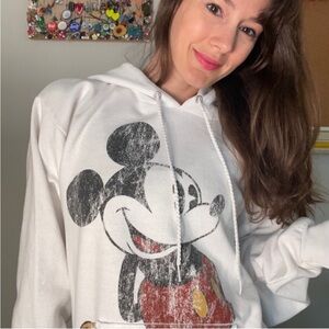 Disney White Hoodie Sweatshirt Mickey Mouse Classic